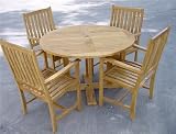 Anderson Teak 4 ft Round Table and Wilshire Arm Chair Patio Dining Set