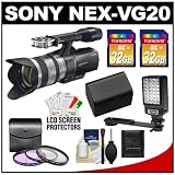 Sony Handycam NEX-VG20 1080 HD Video Camera Camcorder with 18-200mm OSS Lens + (2) 32GB Cards + Battery + LED Video Light + 3 UV/FLD/CPL Filters + Accessory Kit