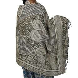 Wool Shawls and Wraps Antique Jacquard Design 80 x 40 inches