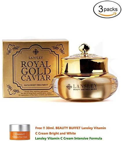 3 Units of LANSLEY ROYAL GOLD CAVIAR DAY &amp; NIGHT TREATMENT 50G. FIRMING ANTI-AGING EXFOLIATING NEW GLOW SKIN REDUCE WRINKLE [Get Free Tomato Facial Mask]