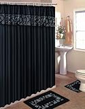 Home Dynamix HE15SF-492 Home Design Polyester 15-Piece Bathroom Set, Black/White