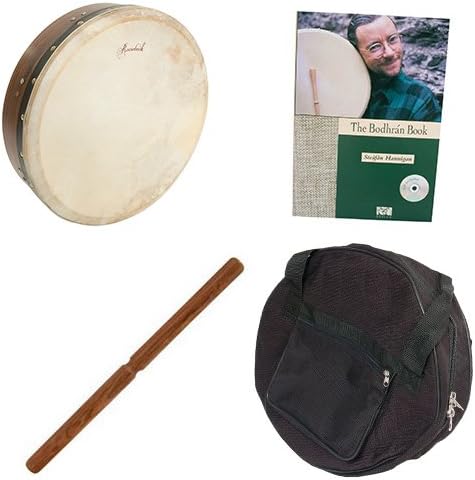 Roosebeck Tunable Sheesham Bodhrán Cross-Bar 14-by-3.5-Inch Deluxe Package w/Gig Bag, Tipper &amp; Bodhran Instruction Book &amp; CD