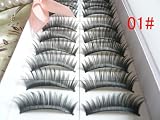 10 Pair Long Black False Eyelashes Eye Lashes Makeup, Professional, Romantic Black 01#