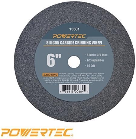 POWERTEC 15501 1/2" Arbor 60-Grit Silicon Carbide Grinding Wheel, 6" by 3/4" by Southern Technology LLC