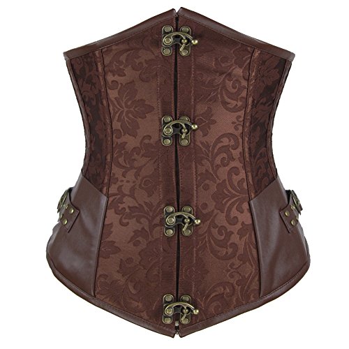Burvogue Women's Steampunk Underbust Corset Waist Cincher Gothic Bustier Top