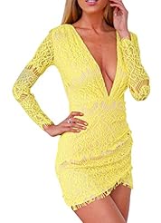 Sexy V-neck Polyester/Spandex Cocktail Illusion Lace Bodycon Dress/Party Dress/Tunic/Mini Dress 