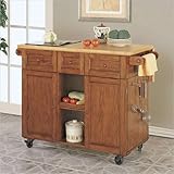 Kitchen Butler W/ Black Granite Cutting Board by Powell - Medium Oak (534-4 ....