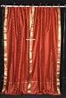 Tie Top Rust Silk Sari Drapes, Panels, saree Curtains