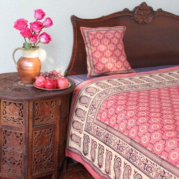 India Rose ~ Luxury Pink Floral Indian Sari Print Twin Bedspread India Rose ~ Luxury Pink Floral Indian Sari Print Twin Bedspread