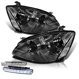 IMAGE OF Eautolights Nissan Altima Replacement Smoked Head Light + LED Bumper Fog Light Lamp