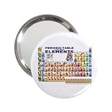 2.25 Inch Handbag Mirror of Chemistry Periodic Table of Elements with Graphic Representations of Elements (Please be aware that smaller items are for a symbolic nature, and that the periodic table will not be entirely legible.)