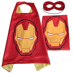 (Iron Man) ROXX Superhero Superman Kids Girl And Boy Cape and Mask Costume for Child