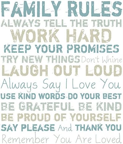 Pro Tour Memorabilia 9-2514B Blue and Grey Family Rules II Canvas Wall Art, 30-Inch by 40-Inch