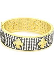 Freida Rothman Belargo Jewelry "Metropolitan" Two Tone Fleur De Lis Radiance Hinge Bangle Bracelet