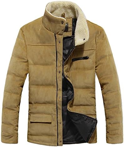 Mooncolour Men's Winter Stand Fur Collar Zip Up Down Jacket Coat