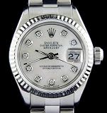 Rolex Ladies Stainless Steel Pearl Diamond Dial Datejust Watch Oyster