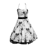 50s Dress Floral White & Black