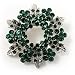 Emerald Green Crystal Wreath Brooch