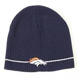 Reebok Denver Broncos NFL Mini Rib Beanie (Navy / White Stripe)