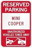 Reserved parking Mini cooper only others towed metal sign