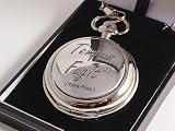 Pewter cased mechanical skeleton pocket watch - Tempus Fugit design
