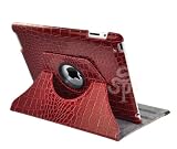 TSSS Folio 360 Degrees Multi-Angle Leather Case with Stand and Screen Protector for Apple iPad3 3rd - Synthetic Crocodile Skin