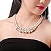 HONEYJOY Lady Two Layer Beaded Ring Chess-Like Necklace(beige)