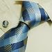 Blue Checkers Mens Neck Ties Silver Checker Valentine Handmade Silk Neck Ties Cuff Links Set 6649