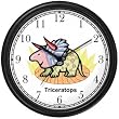 Triceratops - Cute Colorful Cartoon Dinosaur Animal Wall Clock by WatchBuddy Timepieces (White Frame)
