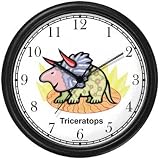Triceratops - Cute Colorful Cartoon Dinosaur Animal Wall Clock by WatchBuddy Timepieces (White Frame)