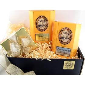 Aloha Island Signature Gift Box of Kona Blend Coffee and Handmade Chocolate Truffles, 1 Lb Ground Coffee