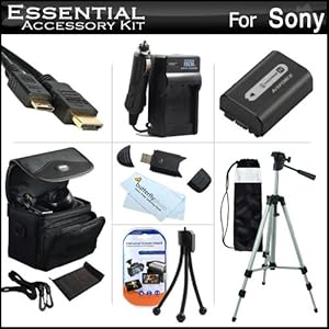 Essential Accessories Kit For Sony Cyber-shot DSC-HX200V Digital Camera Includes Extended Replacement (1000 maH) NP-FH50 Battery + AC/DC Travel Charger + Mini HDMI Cable + USB 2.0 Card Reader + Deluxe Case + 50
