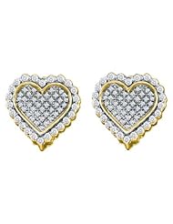 10KT Yellow Gold 0.56 CTW Diamond HEART Earring