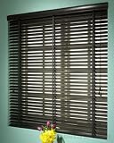 Dark Black - Wood Wooden Venetian Blind / Blinds - 35mm Slats - 150cm x 160cm