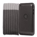 4G Touch Black Silicone Protective Armour Case + Grey Sock Cover & Screen Protector Kit for New Apple iPod Touch 4th Generation - 8GB 32GB 64GB