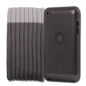 4G Touch Black Silicone Protective Armour Case + Grey Sock Cover & Screen Protector Kit for New Apple iPod Touch 4th Generation - 8GB 32GB 64GB