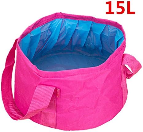 Eshoppingbay 15L Outdoor Travel Camping Washbasin Basin Bucket Bowl RoseRed