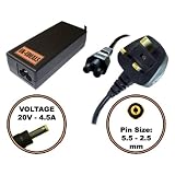 UK-EDEALS - Top Quality Charger replacemnet for FUJITSU SIEMENS AMILO Pi 3540 Laptop Charger 20V 4.5A Ordinateur portable Adaptateurs Chargeur Pour with LEAD POWER CORD CABLE