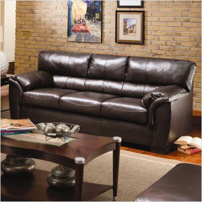 Simmons Upholstery 1797 FS Castleton Bonded Leather Full Sleeper Sofa in London Walnut