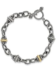 Genuine Sterling Silver & 14K Yellow Gold 7.5In Link Bracelet 1 6.3 Grams Of Gold
