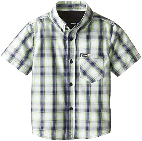 Hurley Little Boys' Locals Only Short Sleeve Woven Top, Flash Lime, 7