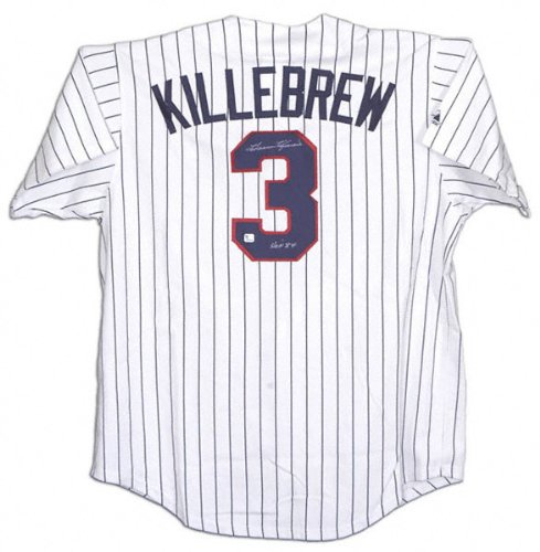 Harmon Killebrew Minnesota Twins Autographed Throwback Pinstripe CC Jersey with HOF 84 Inscription