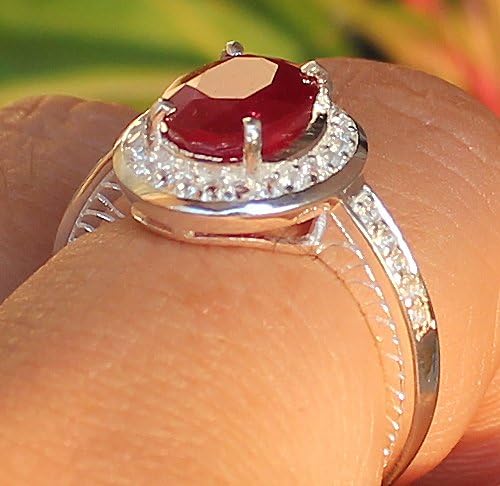 R08666 Women's 4.20 Ctw Ruby & White Topaz Solid 925ss S#7.5 Fs One Sterling Silver Ring