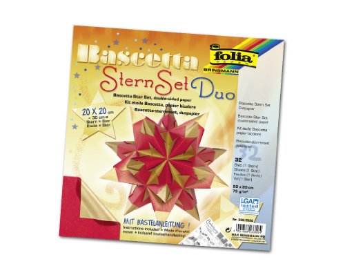 Folia 326/2020 - Bastel-Set Bascetta-Stern 20 x 20 cm 30 Blatt rot / gold Preisvergleich