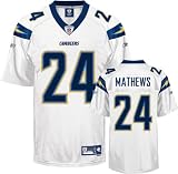 Ryan Mathews White Reebok NFL Premier San Diego Chargers Jersey