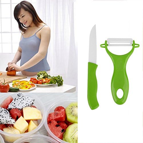 Domai 4" Ceramic Paring Knife &amp; Peeler Set - Superior Blade Strength &amp; Packing Box