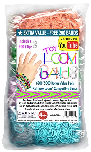 5000 pc Rubber Band Refill Mega Value Pack with Clips - 100% Compatible with all Looms