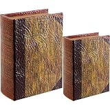 Wooden Book Box w/ Faux Leather Cover #U Set Of 2