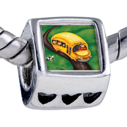 Pandora Style Bead Yellow School Bus Photo Beads Fits Pandora Bracelet