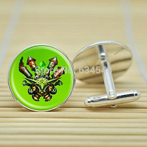 Pretty Lee World Of Warcraft Goblin Crest Horde In Silver Cufflinks Glass Cabochon Cufflinks C3154